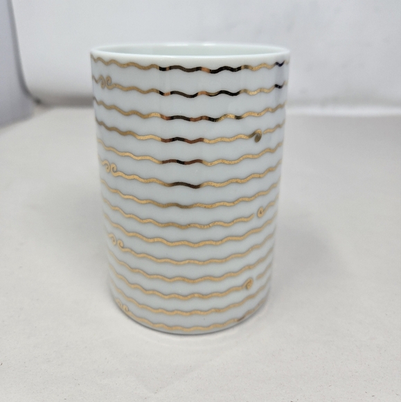 Pottery Barn Nile Coffee Cup Vintage Wavy Gold Line Over White Replacement Mug - Picture 5 of 11